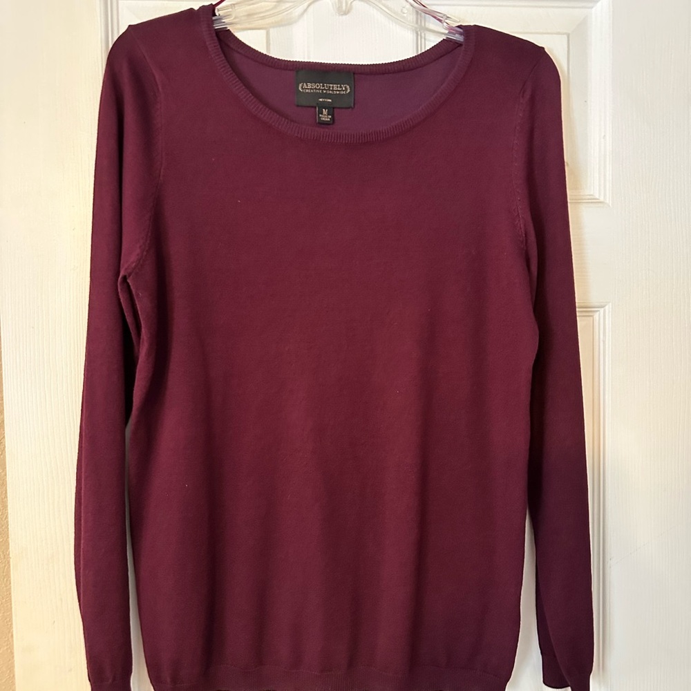 Absolutely Creative Worldwide Burgundy/Wine Crewneck Sweater